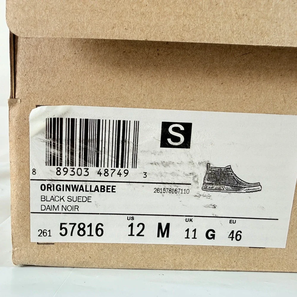 Clarks Origin Wallabee Men's US 12 Black Suede Comfort Moc Toe Sneakers 26157816